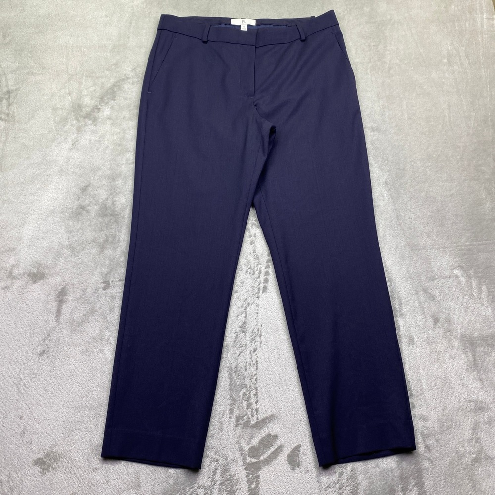 Banana Republic Sloan Navy‎ Blue Wool Blend Straight Leg Dress Pants Womens 10